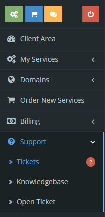 Choose “Support” then click “Tickets”.
