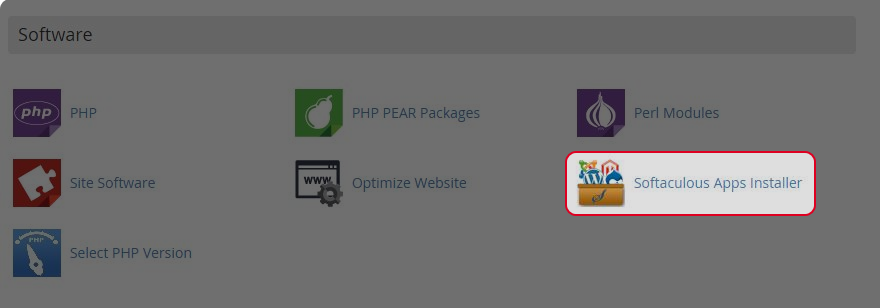 Click on“Softaculous Apps Installer” icon at Software area.
