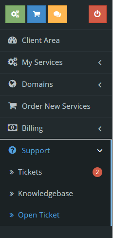 Choose “Support” then click “Tickets”.
