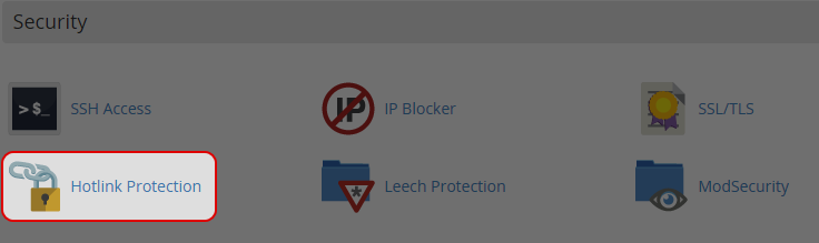 Click on “HotLink Protection” icon at Security area.
