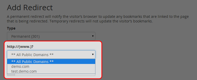Enter the URL that you would like to redirect.
