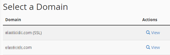 Click on “View” button next to the domain name you would like to view.
