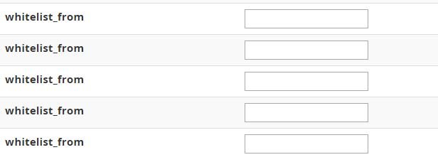 In the “whitelist_from” text boxes, you can specify e-mail addresses that are trusted senders.
In the “whitelist_from” text boxes, you can specify e-mail addresses that are trusted senders.