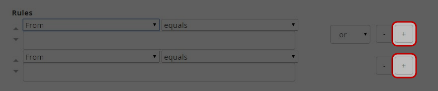 Click “+” button to add another rule.
Click “+” button to add another rule.