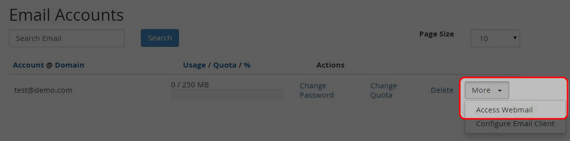 Then click “Access Webmail”.
