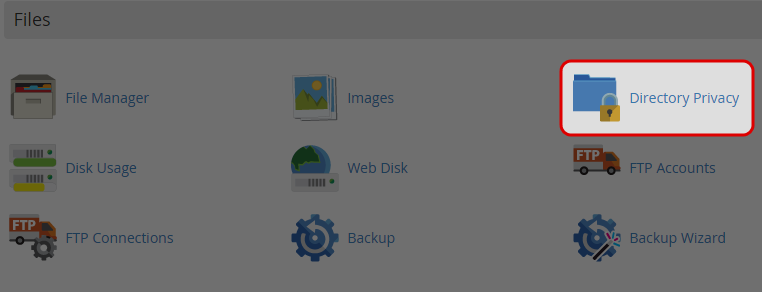 Click on “Directory Privacy” icon at File area.
