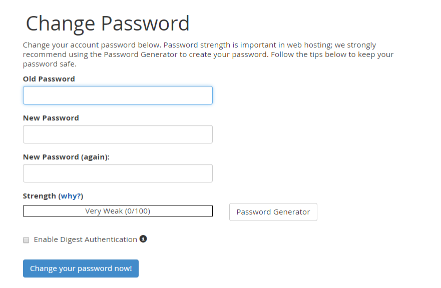 Enter the old password and set the new password and re-type it to confirm.
Enter the old password and set the new password and re-type it to confirm.