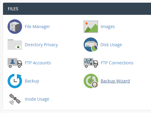 Login to cPanel and click on “Backup Wizard” at Files area.
