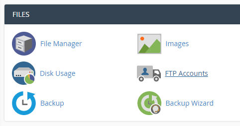 Click on “FTP Accounts” icon at Files area.
