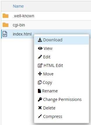 Select file you would like to download, then right click  “Download”.
