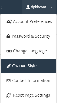 Login to cPanel, Click the user icon in the top-right, then click the “Change Style”.
