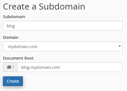 Enter the prefix of your new subdomain.
