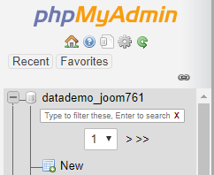Click on the name of database that you would like to export from the left menu.
