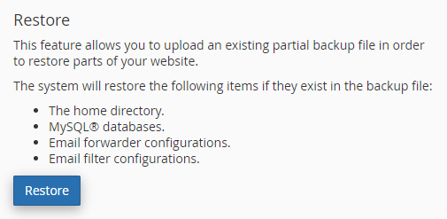 Click on “Restore”.

