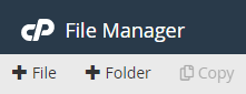 Click “+ File” or “+ Folder” in the File Manager toolbar.
Click “+ File” or “+ Folder” in the File Manager toolbar.