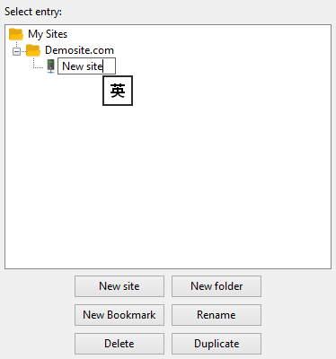 Click on “New Site” and enter a name for the new site.
