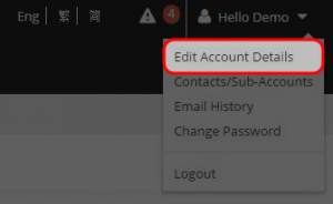 Select “Edit Account Details” under “Hello (yourname)” at the top right corner.
