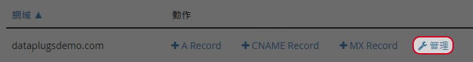 於需要管理的網域旁點擊”管理“。
