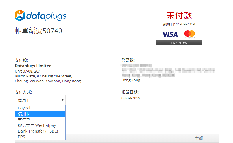 账单会出现在新的页面上，然后点击“支付方式”即可开始支付。
