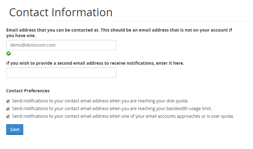 Click “Save” to update your contact information.
