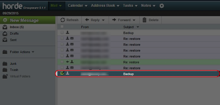 Select the email which you want to backup.
