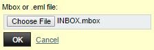 Select the .eml or MBOX file and click “OK”.
