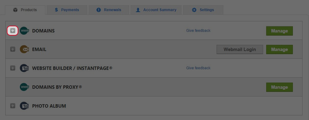Click on “+” next to “Domains”.
