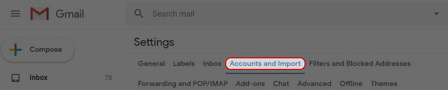 点击”帐户和导入”标签。
