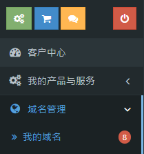 点击 “域名管理”，然后点击 “我的域名”。
