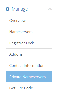 Click on “Private Nameservers”.
