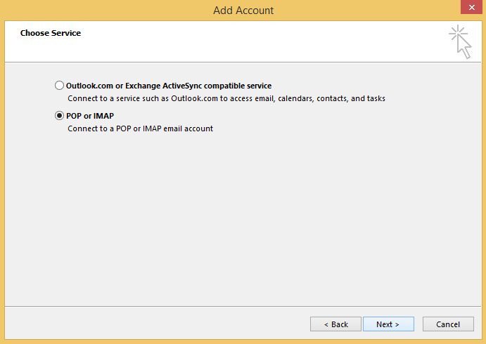 選擇 “POP or IMAP”，然後點擊 “下一步”。
